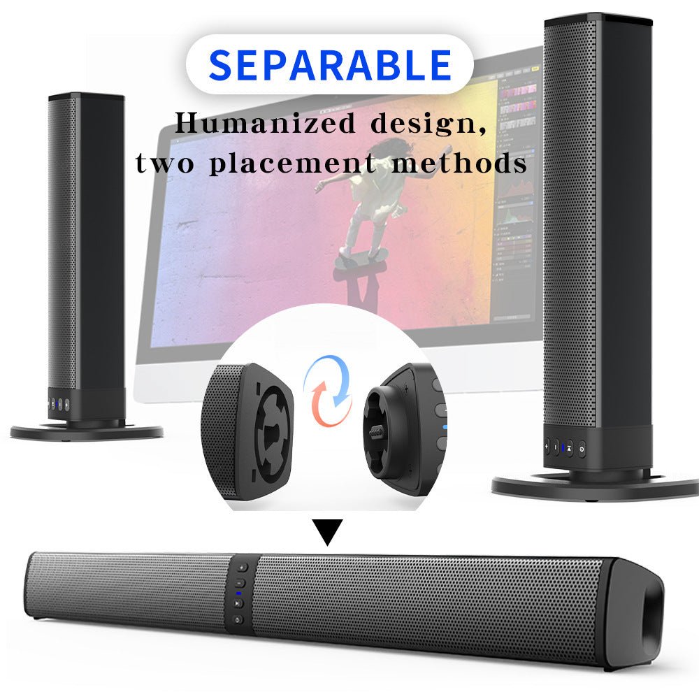 Convertible 2-in-1 Soundbar Speaker, Detachable Stereo Loudspeaker for Home