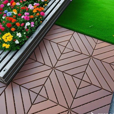 44 Pack Plastic Interlocking Deck Tiles – 12"x12" Waterproof Outdoor Patio Flooring for Balcony, Poolside & Backyard (Red Brown)