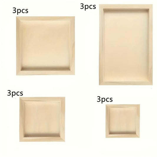 12 Wooden Canvas Panels – Natural Wood Boards with Pre-cut Holes & Reinforced Edges for Painting & DIY Crafts