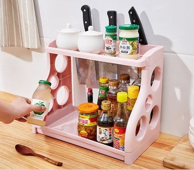 Foldable Multi-Layer Kitchen Storage Rack, Plastic Shelving Organizer
