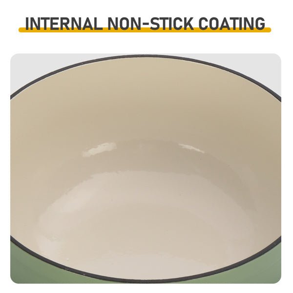 6QT Enamel Cast Iron Dutch Oven, Gradient Green, with Silicone Handles