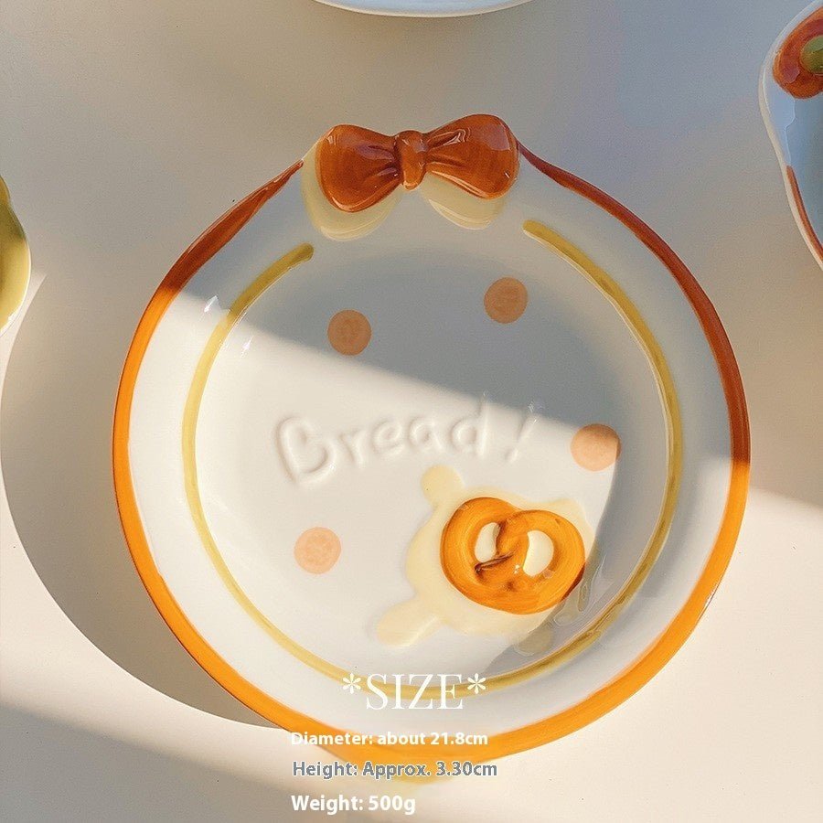 Cute Bread Ceramic Tableware Dish – Individual Bowl or Plate for Snacks & Desserts