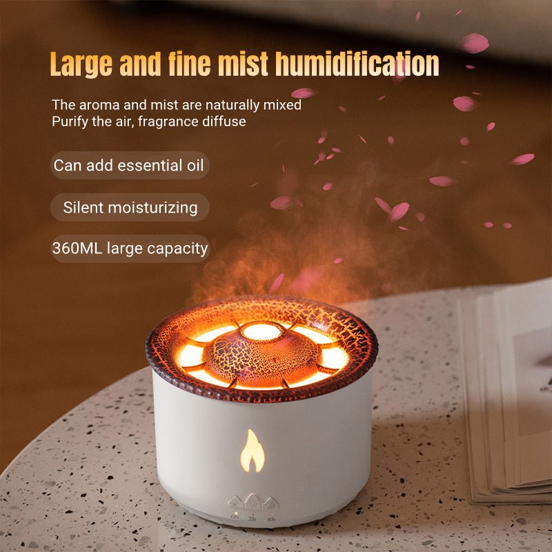 Volcano Flame Essential Oil Diffuser, Ultrasonic Humidifier with Jellyfish Spray