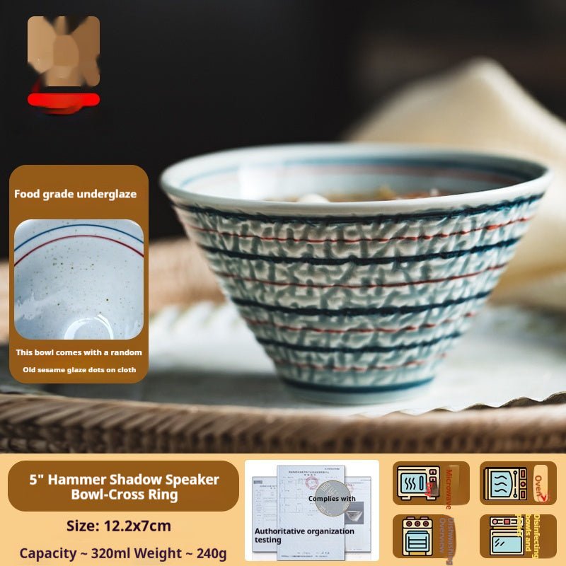 Retro Underglaze Porcelain Rice Bowl - Japanese-Inspired Ceramic Dining Bowl