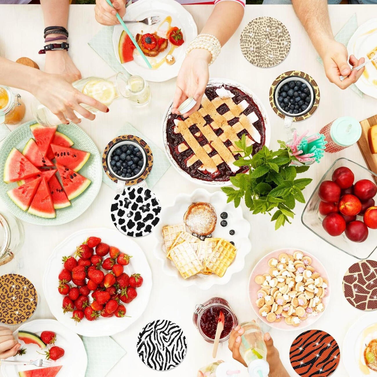 8Pcs Rhinestones Art Coasters - DonoHome