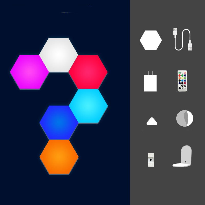 Smart Hexagon Wall Lamp, RGB LED Light Panels for Gaming & Home Decor