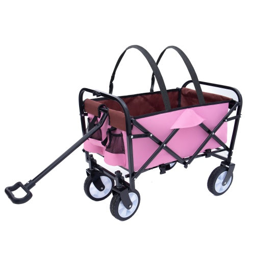 Collapsible Foldable Wagon Cart with Straps – Heavy Duty Utility Wagon for Camping, Gardening, Shopping & Sports (225 lbs Capacity)