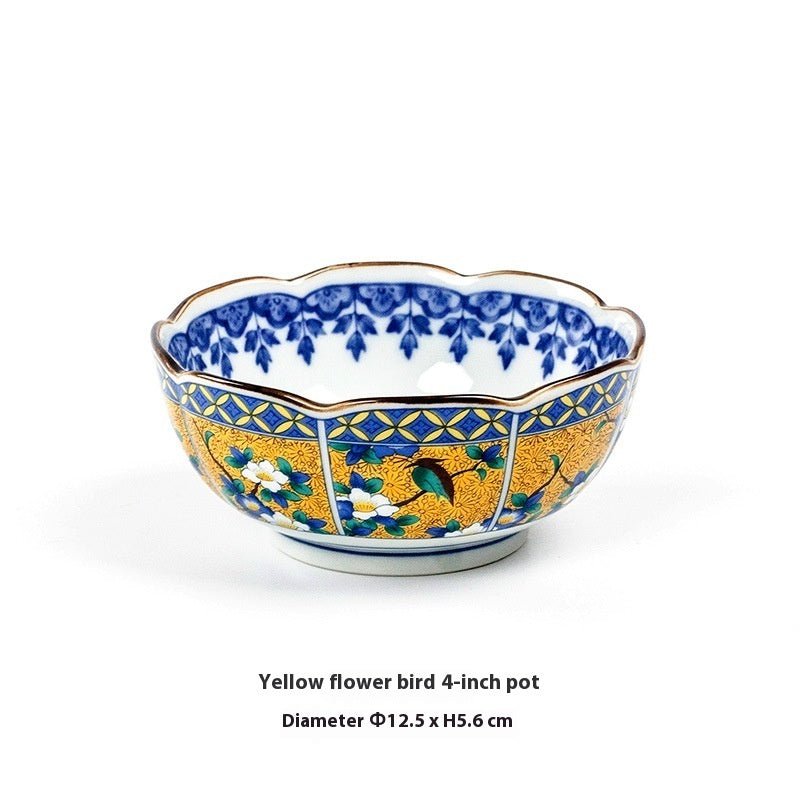 Retro Japanese Peony Pattern Ceramic Rice Bowls – Traditional Tableware for Home Dining