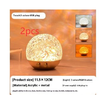 Crystal Water Ripple Projector Night Light, Mood Lamp for Bedroom & Home Aesthetic Decoration, Bedside Christmas Gift