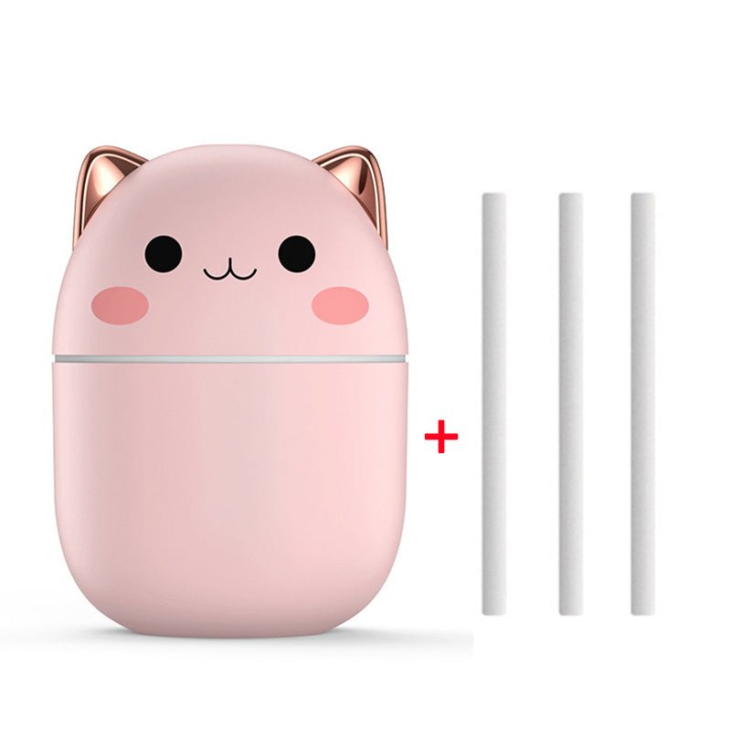 Cute Cat USB Air Humidifier & Aroma Diffuser with LED Light for Home & Car