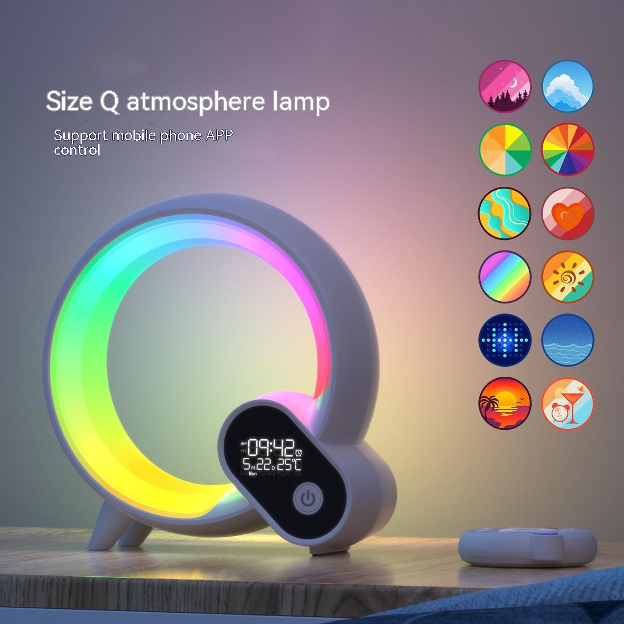 Smart Wake-Up Light Alarm Clock, Q-Shaped with Bluetooth Speaker & App Control