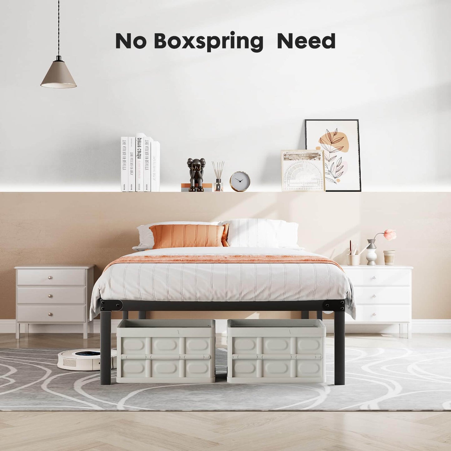 Heavy-Duty Metal Platform Bed Frame (No Box Spring Needed, Noise-Free) – Twin/Full/Queen/King