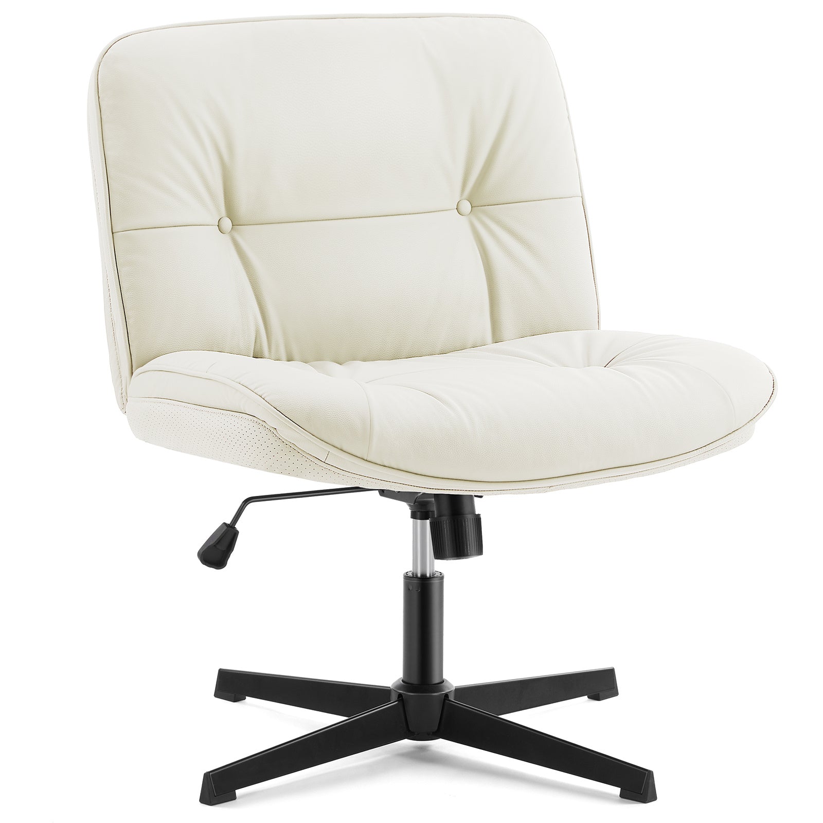 Criss Cross Legged Chair, Armless Office Desk Wide Seat No Wheels, Swivel Height Adjustable Comfy - DonoHome