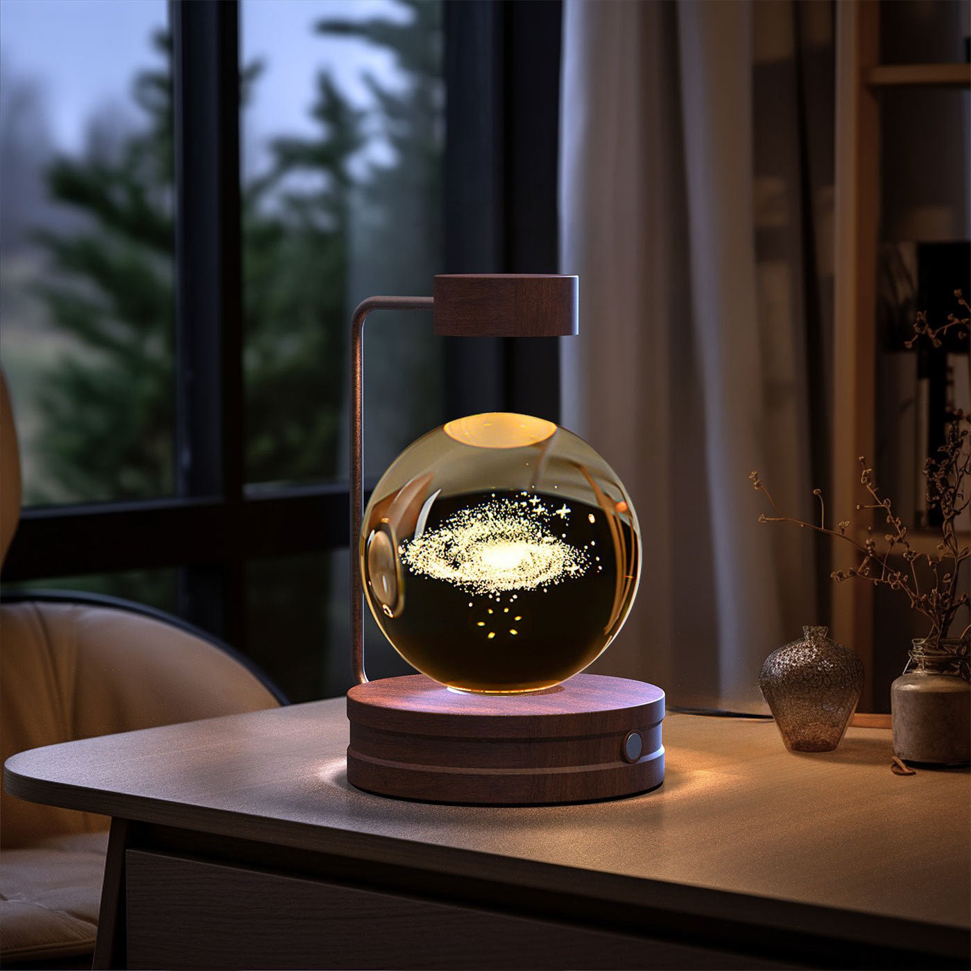 3D Crystal Ball Night Light, Magnetic Floating LED Lamp with Touch Switch