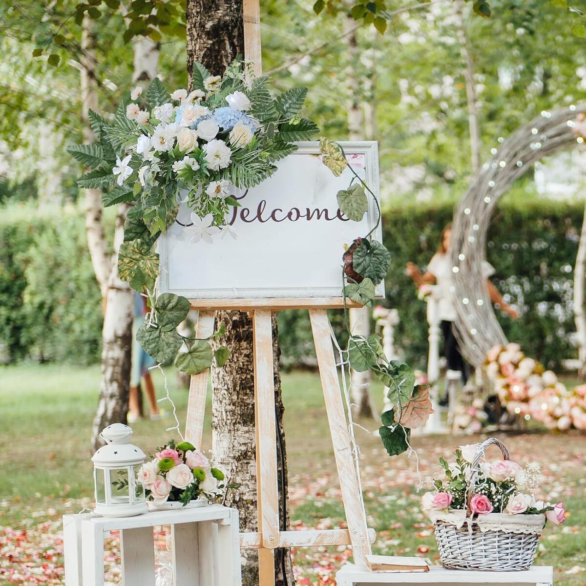 Artificial Fern Leaves Stem Green Cemetery Leaf Picks Wedding Flower Arrangements - DonoHome