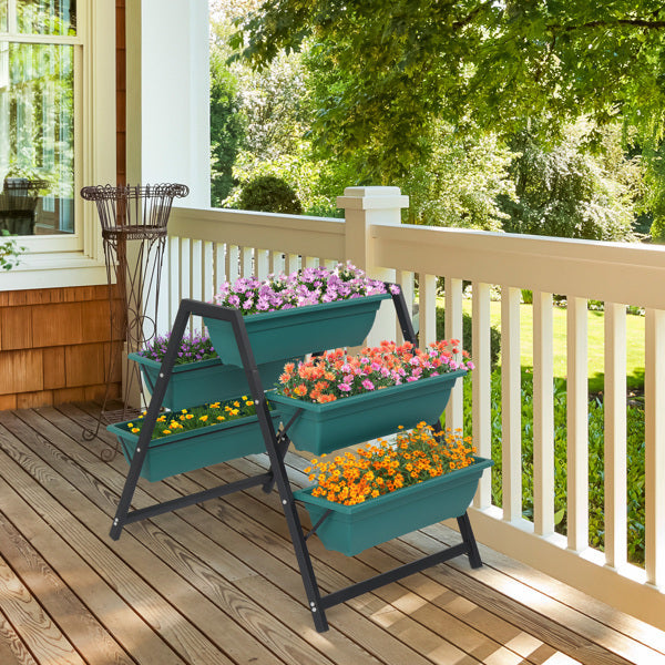 Raised Tiered Garden Planter Bed with 5 Boxes – Vertical Gardening Stand with Metal Frame & Drainage
