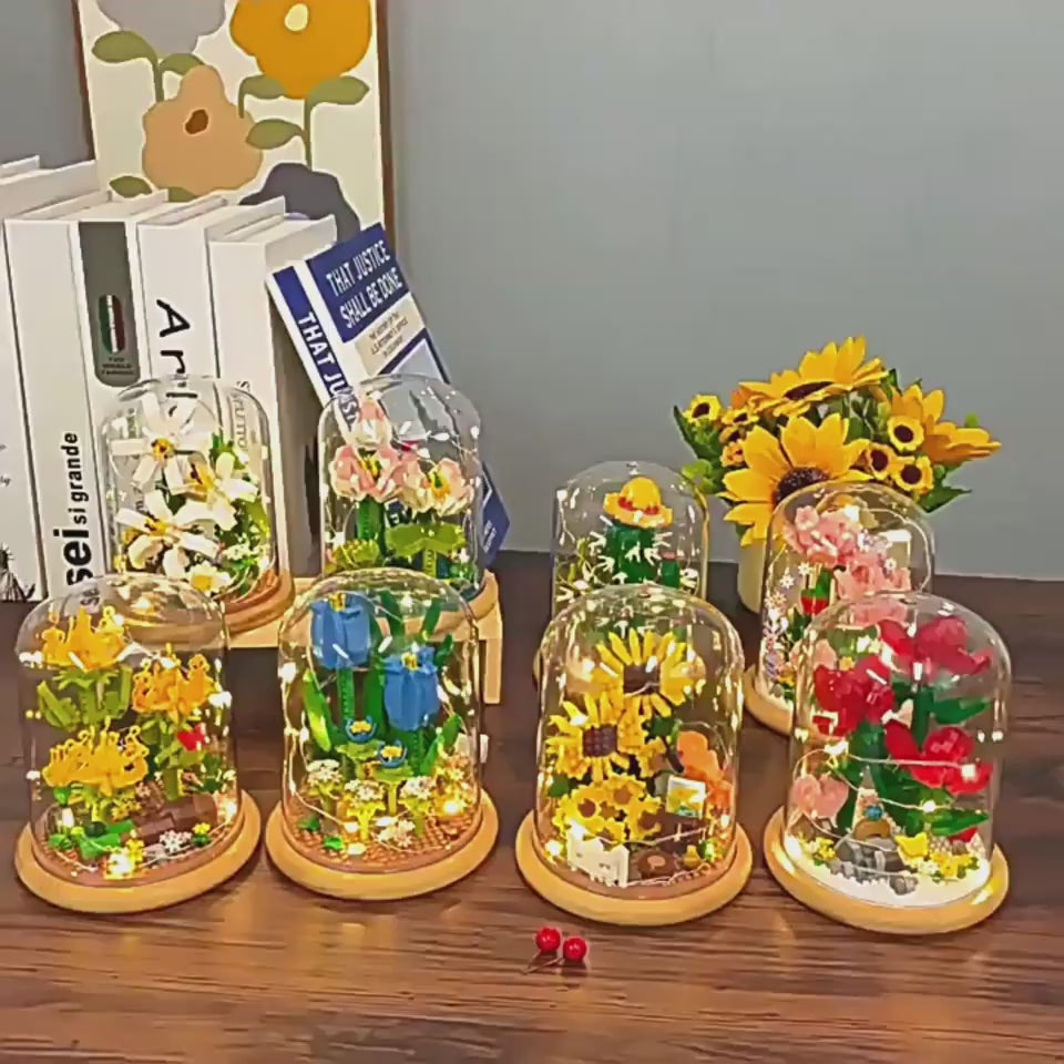 [DIY Block Flower] Eternal Blossom in a Dome Assembly Kit Desk Decor-15