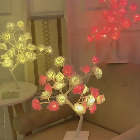 [Romantic Atmosphere Light] Rose Flower LED Table Lamp Bonsai Tree Night Light