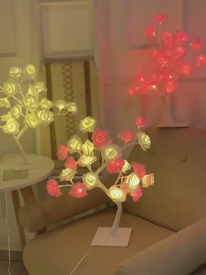 [Romantic Atmosphere Light] Rose Flower LED Table Lamp Bonsai Tree Night Light