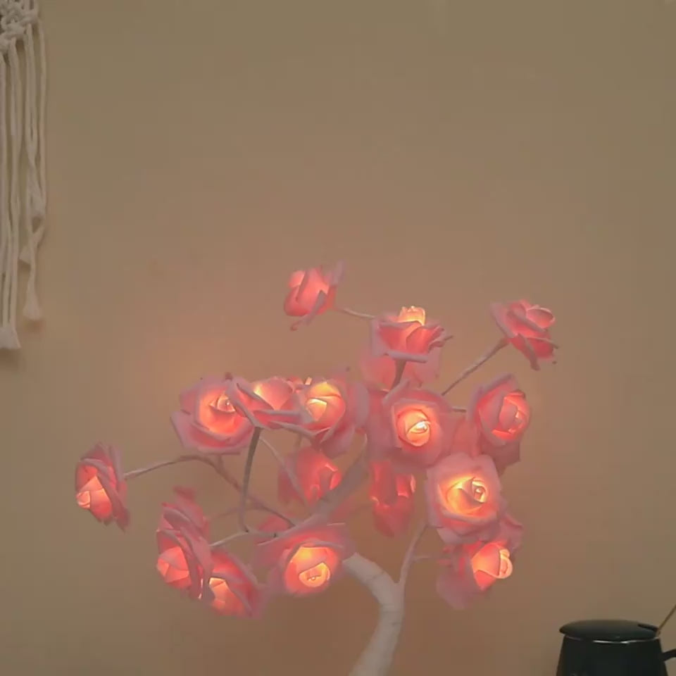 [Romantic Atmosphere Light] Rose Flower LED Table Lamp Bonsai Tree Night Light